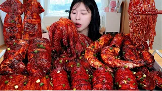 ASMR MUKBANG| 직접 만든 매운 대왕 해물찜 씨푸드 보일 (랍스터, 킹타이거새우, 문어, 전복) 먹방 & 레시피 SEAFOOD BOIL EATING