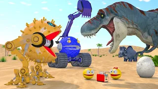 Pacman & Excavator Robot & Walking Robot | Toast Cannon & Dino Lasso