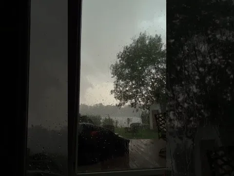 Gigantic lightning bolt strikes near lake