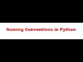 Python programming naming conventions