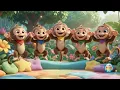 Five Little Monkeys 🐒 | Jump Jump Jump! | Funny Monkey Song for Kids | Nursery Rhymes for Toddlers