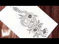 How to draw a snake tattoo snake with flowers drawing tattoo drawing