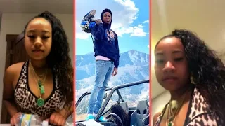 nba youngboy walks in and starts singing while his new girlfriend blasian is on live talking rumors