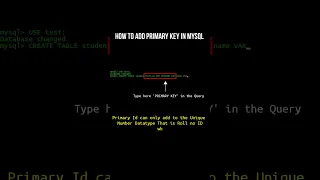 How To Add Primary Key in MySQL Table