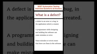 SOFTWARE TESTING What is a Defect SDET Automation Testing Interview Questions Answers