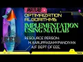 OPTIMIZATION OF ALGORITHMS USING MATLAB