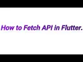 Fetch API using Http in flutter English