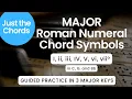 Major Roman Numeral Chord Symbols in C G and Bb - Piano Tutorial