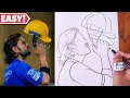 CSK MS Dhoni drawing How to draw Dhoni step by step MSD drawing