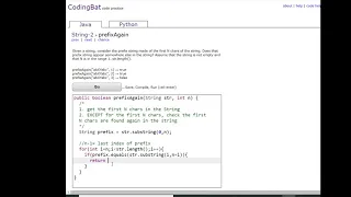String-2 prefixAgain Java Tutorial Codingbat com