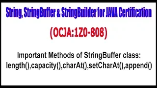 Important Methods of StringBuffer class length capacity charAt setCharAt append