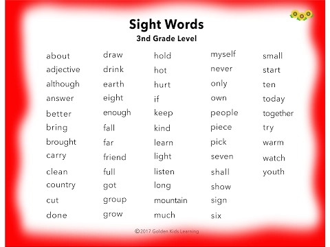 Download MP3 Learn 3rd grade English Sight Words ~ You Tube ~