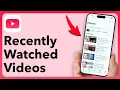 Hop In And Continue Watching Recently Watched YouTube s