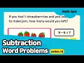 Subtraction Word Problems within 10 Math quiz for kids