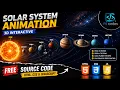 Solar System Animation using HTML CSS JavaScript 3D Interactive Project Free Source Code