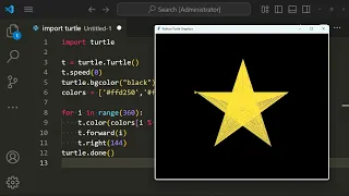Spiral Star Pattern with Python Turtle Easy Turtle Graphics Tutorial geekbyte01