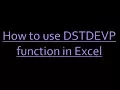 How to use DSTDEVP function in Excel