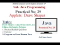 Practical-29 JPR Applet Shapes Line Oval Circle Arc Ellipse Rectangle Polygon Human Face
