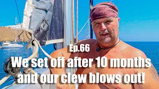 Ep.66 First sail after 10 months and our clew blows out! – Carl and Jenny Sailing