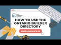 How To Use the Ontario Builder Directory
