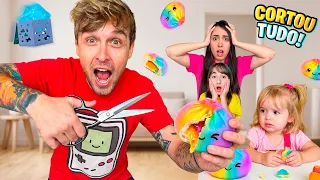 O PAI CORTOU TODOS os SQUISHYS da COLEÇÃO RARA! Dumpling, Minecraft, Needoh e mais! Pai Também Vloga