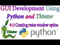 Creating resize window option in a Tkinter GUI - Python GUI using Tkinter In Hindi