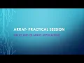 Lecture 10 - Practical Session on Arrays and its simple Applications