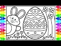 How to Draw the Easter Bunny and Eggs for Kids Easter Drawings for Kids Easter Coloring Pages