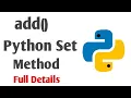 Python Set add method python set methods Tamil