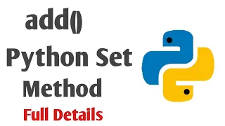 Python Set add method python set methods Tamil