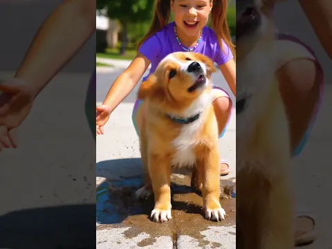 🐶💦 Muddy Surprise! Can She Get Clean Again? 🧼 #kids #hygiene