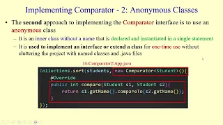 Comparator interface how to implement it Named Classes Anonymous Classes Lambda Functions