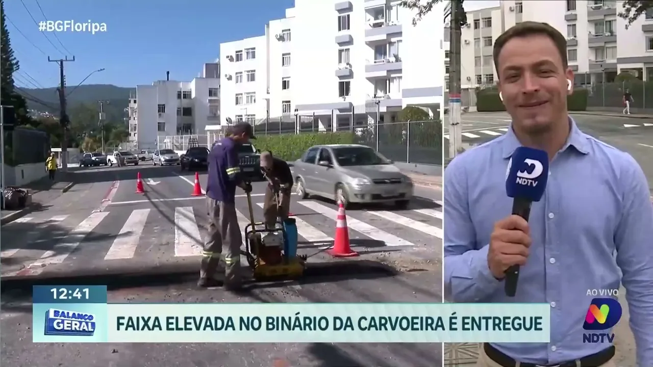 Faixa elevada no binário da Carvoeira é entregue aos moradores