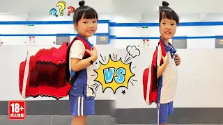 不同时期学生的书包大小，初中书包厚的都背不动了，结果高中书包这么小！！【小小露兮】