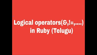 Ruby Logical operators