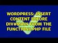 Wordpress Insert Content Before div from the functions php File