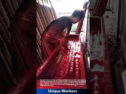 Traditional Incense Making: Dipping Incense Sticks into Red Dye Solution