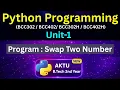 U1L24 Program Swap Two Numbers in Python Using Third Variable Python for AKTU B Tech 2nd Year