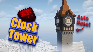 BUG FOUND 4-Sided Working Redstone Clock Tower Fully Functional with Auto-Reset