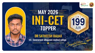 may ini cet 2026 topper interview dr satheesh balaji air 199 govt villupuram medical college