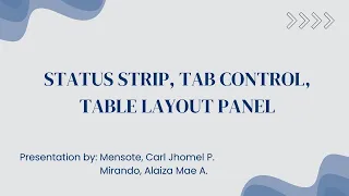 Learning Status Strip Tab Control and Table Layout Panel in Visual Basic