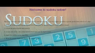 Sudoku solver using python and Opencv