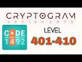 Cryptogram Letters and Numbers 401 402 403 404 405 406 407 408 409 410