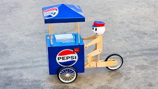 Cycle Rickshaw With Robot - Make It At Home - Delivery Ice Cream Trolley With Pepsi Cans