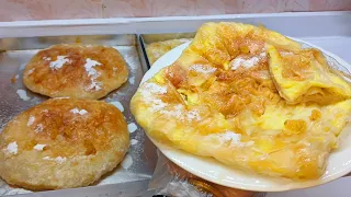 الفطير المشلتت الحلو باللبن والسكر وحشوة الكاسترد مليان طبقات وبدون زبده ولا قشطة وبأي نوع سمنه عندك 