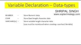 PLSQL TUTORIAL - How to variable declaration Datatypes in PLSQL