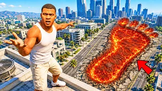 FRANKLIN FOUND A GIANT LAVA FOOTPRINT FROM THE LAVA GOD IN GTA 5!