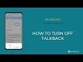 How to Turn Off TalkBack - Samsung Android 11