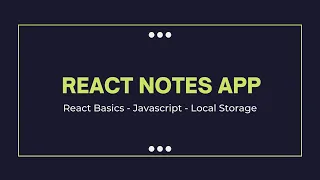 React notes app using local storage - begineers