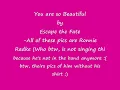 Escape the Fate- You are so Beautiful (lyrics)